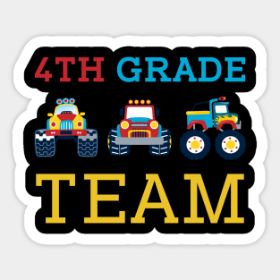 Monster Truck Team 4th Grade Back To School Teacher Student Sticker